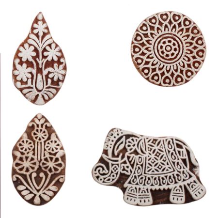 Set of 4 Piece New Mix Wooden Printing Block